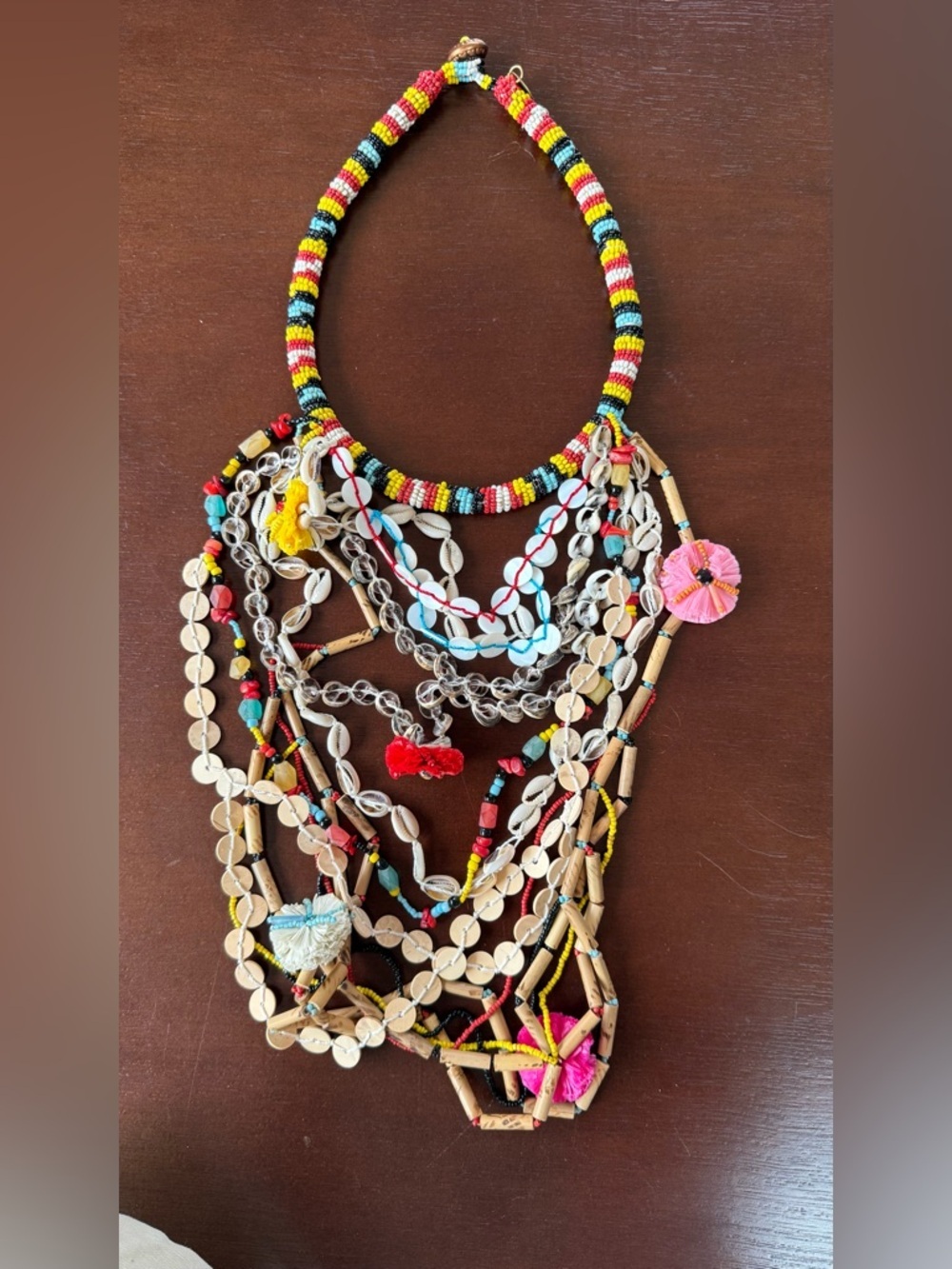 Maliparmi Multi-Color Beaded Cowrie Layered Necklace